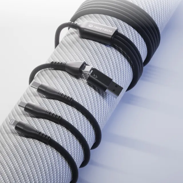 【Moztech】五合一多功能傳輸充電線 200cm(Type-C/Lightning/USB-A/Micro-USB)