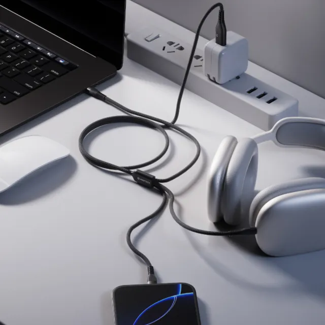 【Moztech】五合一多功能傳輸充電線 200cm(Type-C/Lightning/USB-A/Micro-USB)