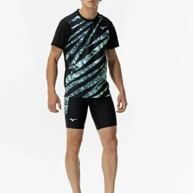 【MIZUNO 美津濃】短袖上衣 男 運動 訓練 透氣 速乾 黑綠 U2MAC01193