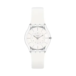 【SWATCH】WHITE CLASSINESS 超薄手錶/男錶/女錶/瑞士製造 SS08K102-S14(34mm)