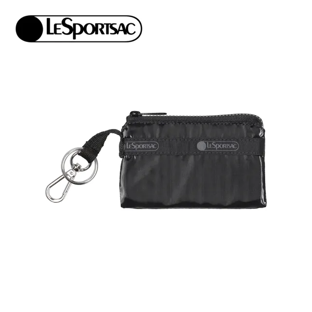 【Lesportsac】Zip Card Holder 卡夾 零錢袋 鑰匙包 卡片零錢包 吊飾(亮面黑)