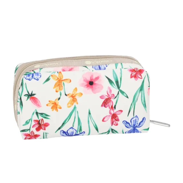 【Lesportsac】Rectangular Cosmetic 長形化妝包 收納包 女包(水彩花園)