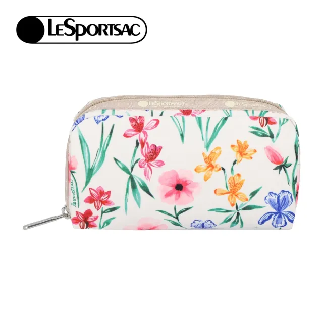 【Lesportsac】Rectangular Cosmetic 長形化妝包 收納包 女包(水彩花園)