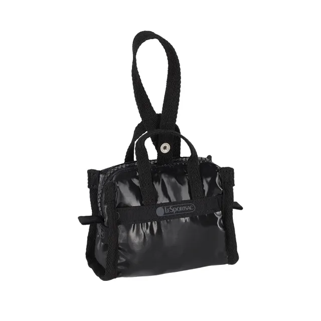 【Lesportsac】Micro Weekender Charm 小吊掛飾零錢包 收納袋(亮面黑)