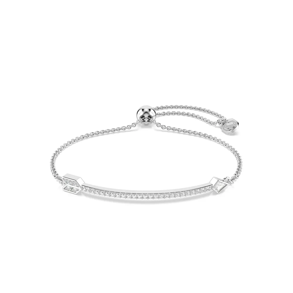 【SWAROVSKI 施華洛世奇】官方直營 Idyllia 箭頭手鏈 混合式切割 箭頭 鍍白金色 | 5741523