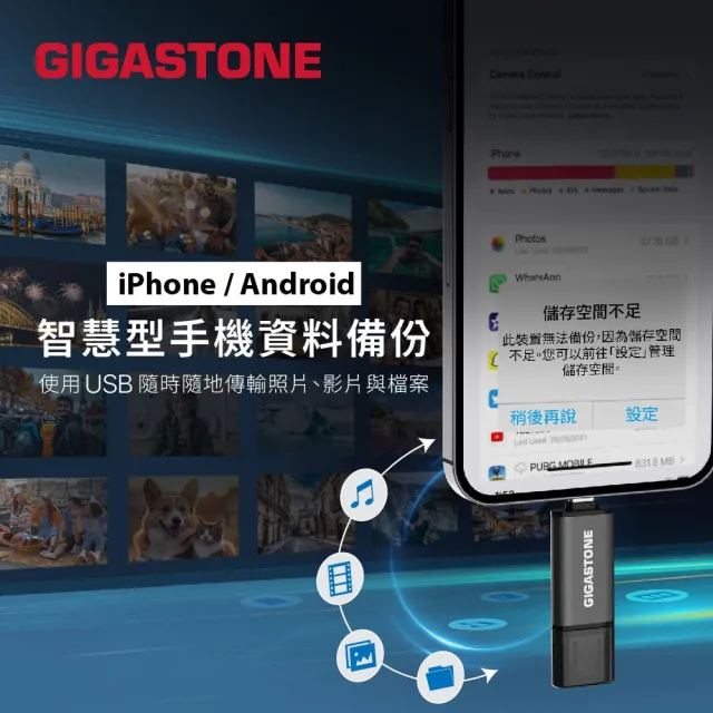 【Gigastone 立達國際】128GB USB3.2 Gen1 Type-C雙介面隨身碟UAC-4400GY(iPhone17/Mac/Android/筆電)
