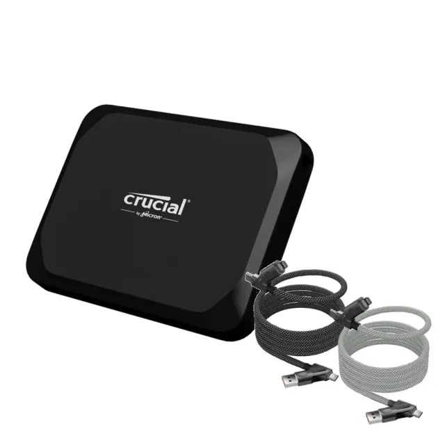 【Crucial 美光】快充磁吸線組★X9 1TB Type-C USB 3.2 Gen 2 外接式ssd固態硬碟+PD100W四合一編織快充線