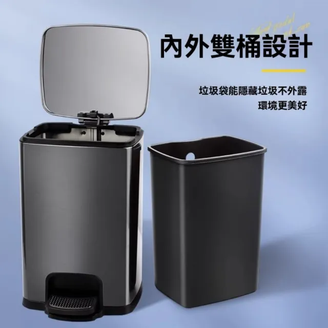 【ZHIPU 芝浦】30L不鏽鋼垃圾桶腳踏式垃圾桶商家兩用垃圾桶廚房垃圾桶廚餘桶(內外雙桶靜音緩降帶蓋密封)