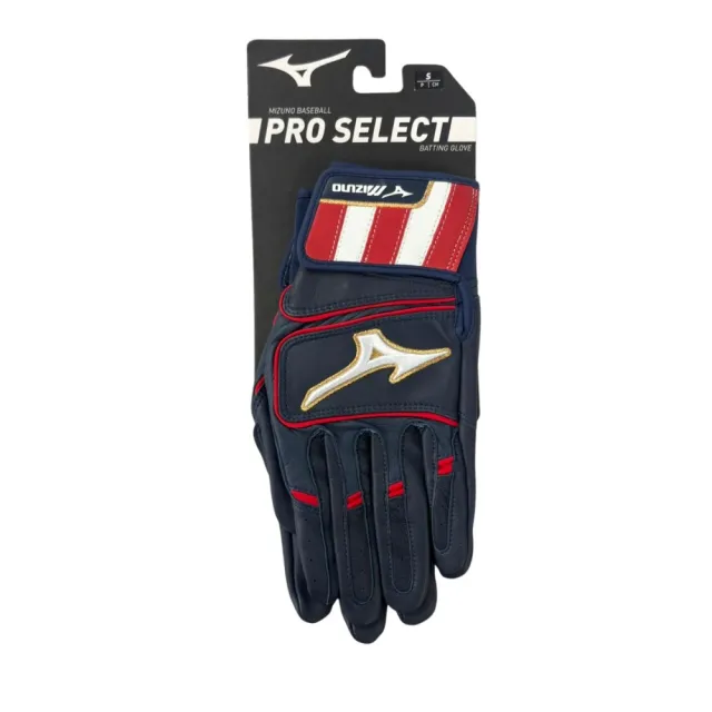 【MIZUNO 美津濃】MIZUNOPROSELECT棒壘球用羊皮打擊手套雙層皮革加長腕帶深藍(3304405110)