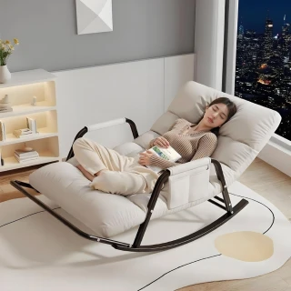【Quality 聚家】躺椅坐睡兩用午休椅陽臺休閑摺叠搖搖椅靠背椅(懶人沙發/沙發椅/休閑躺椅/搖搖椅)