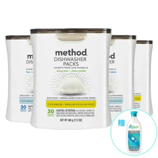 【method 美則】潔淨三效聰明洗碗球30顆x4入(贈 宜珂洗碗機光潔潤乾劑)