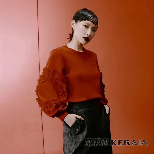 【KERAIA 克萊亞】茜茜公主夢花工藝拋袖衛衣