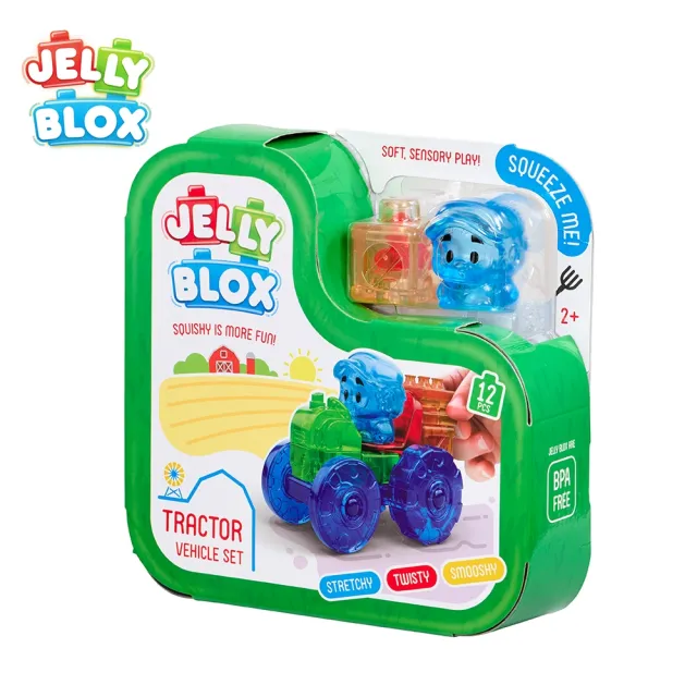 【Jelly Blox】果凍多感積木-拖拉機套組 親子良品(12顆)