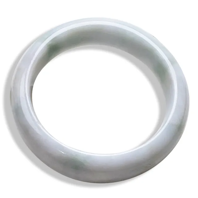 【玉我翡翠】翡翠手鐲 淡飄花寬版 平安鐲 手圍17.2mm M23257 緬甸A貨翡翠(精美包裝禮盒出貨/天然A貨翡翠)