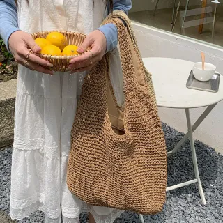 【LEESA】雙11 大容量包包\草編包\度假風\編織包\藤編包\海灘包\水桶包\托特包\包包\女生包包\ 