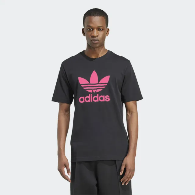 【adidas 愛迪達】愛迪達 Trefoil T-shirt 男 T恤 運動上衣 休閒短袖 黑 粉紅 亞版(JY3760)