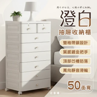 【Ashley House】澄白50面寬附鎖多層收納櫃(收納櫃 罝物櫃 分類收納)