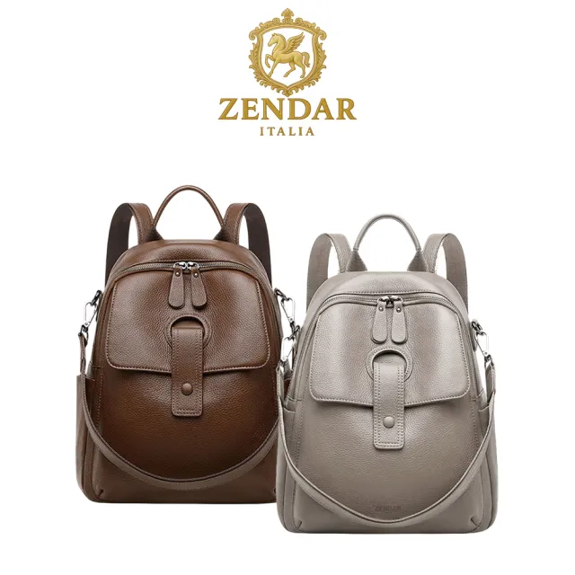 【ZENDAR】直播限定 限量1折 頂級超柔軟小牛皮後背包 安娜格系列 全新專櫃展示品(2色選)