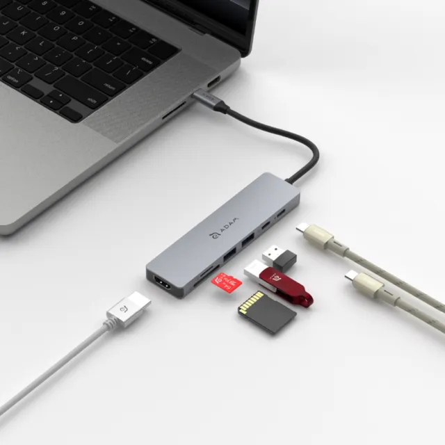 2入組【ADAM 亞果元素】Hub SE07 USB-C 七合一多功能集線器(隨插即用)