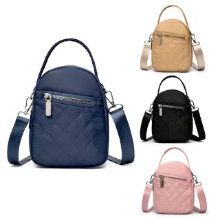 【吉豐洋行】大容量菱格小香風直立款多隔層防潑水斜背包/手機包/側背包(防水包 斜背/側背/手提多用途)