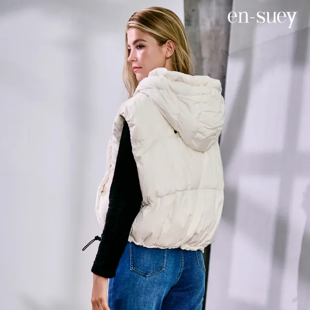 【en-suey 銀穗】網路限定 多功能調節繩連帽羽絨背心-女