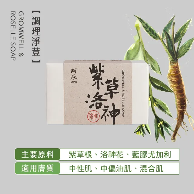 【阿原】控油淨荳組(檸檬皂115g*1+魚腥草115g*1+清肌男生皂115g*1+紫草洛神皂115g*1)