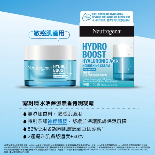 【Neutrogena 露得清】水活保濕凝露/凝霜/晚霜 3入組任選(贈凝露15gx2入/面膜5片組_保濕抗初老/小澎瓶)