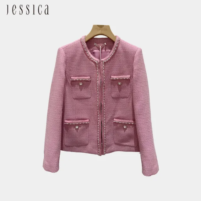 【JESSICA】經典法式氣質顯瘦小香風外套254005（粉）