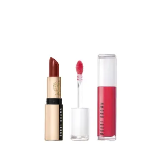 【Bobbi Brown 芭比波朗】緞光玻璃美唇雙星★金緻緞光唇膏+美唇精華(胖金管/水光玻璃唇)