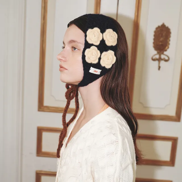 【Rockfish Weatherwear】HANDMADE CROCHET FLOWER EARMUFF 手工鉤織花朵耳罩 羊毛 深藍色