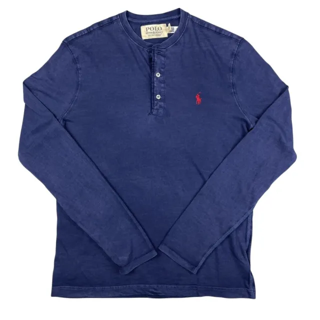 【RALPH LAUREN】亨利領 紅馬 Ralph Lauren 刷舊感 薄長袖 小馬 長袖 T恤 純棉 polo 上衣 (9853BC5)