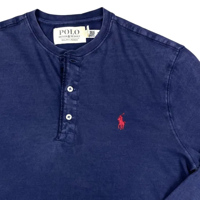 【RALPH LAUREN】亨利領 紅馬 Ralph Lauren 刷舊感 薄長袖 小馬 長袖 T恤 純棉 polo 上衣 (9853BC5)