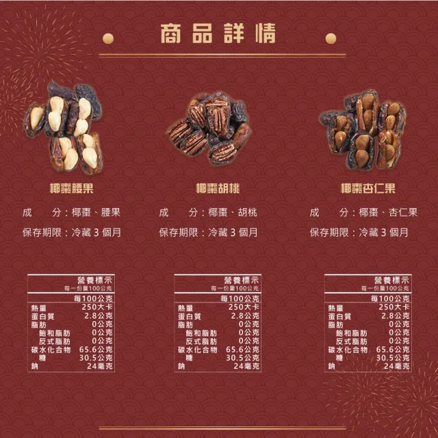 【甜園】年節禮盒 E款X12盒 棗到幸福 綜合椰棗(過年零嘴 椰棗 堅果 核桃 伴手禮 年節送禮 過年禮盒)