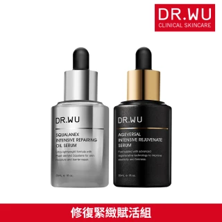 【DR.WU 達爾膚】修復緊緻賦活組(角鯊潤澤修復精華油30ML+超逆齡肌因再生精華30ML)