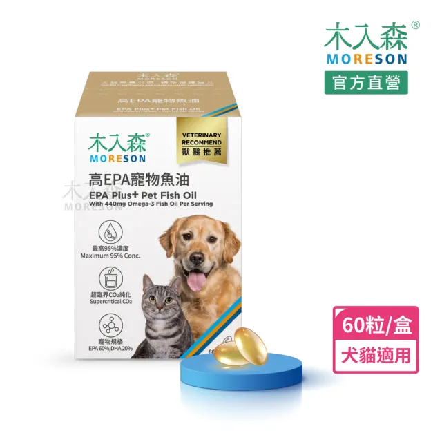 【木入森】高EPA寵物魚油 60顆/盒(膠囊/貓狗魚油/寵物魚油/寵物保健)