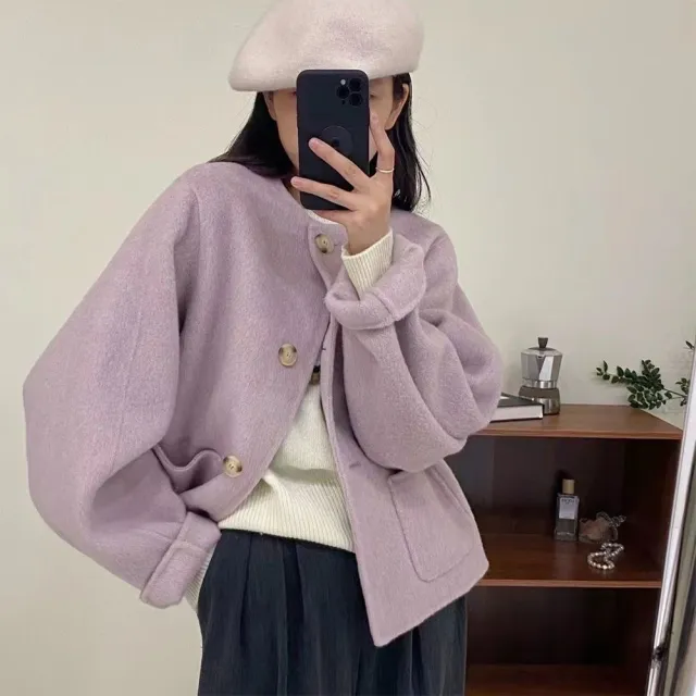 【Pure 衣櫃】小香風圓領毛呢外套(圓領/小香風/KDCQ-5006)