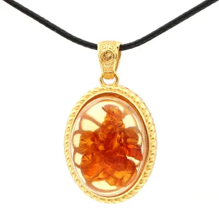 【JA-ME】天然琥珀花珀925純銀項鍊(年終慶/年貨節/招財開運/現貨)