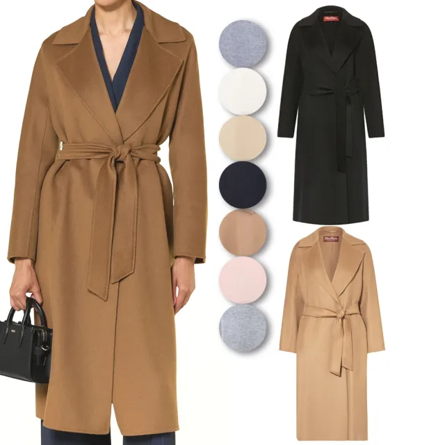 【MaxMara】CLES 羊絨毛絲線長袍式綁帶大衣 外套-多色可選(義大利精品)