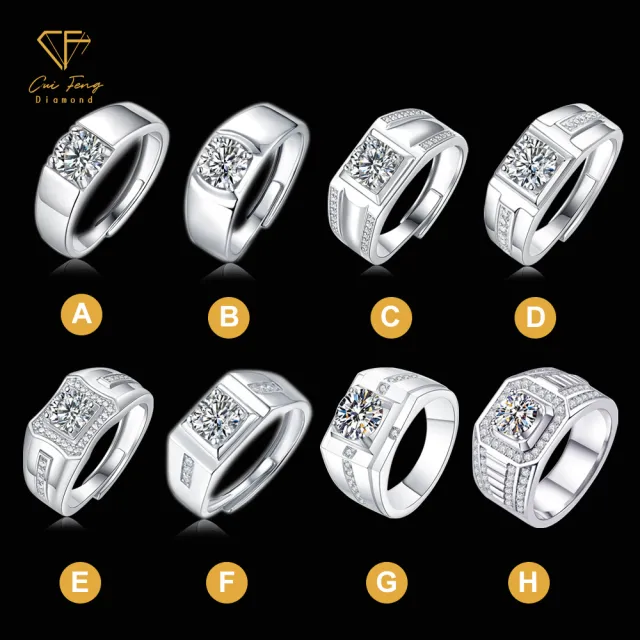 【CF Diamond】男戒合輯 莫桑鑽 生日禮物 (1克拉 父親節 戒指 鑽戒 告白 商務 生日禮物)