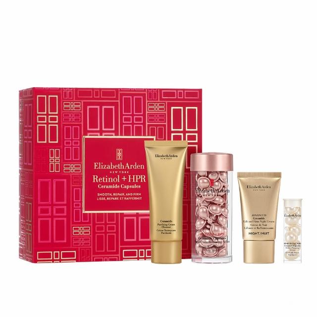 【伊麗莎白雅頓】官方直營 HPR玫瑰金抗痕膠囊明星組/禮盒(HPR60顆+洗面乳50ml+晚霜15ml+HA7顆)