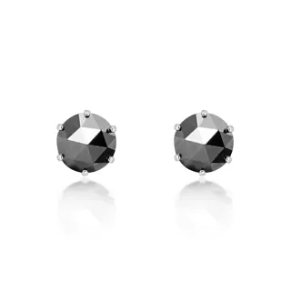 【City Diamond 引雅】日本 鉑金 天然鑽石 黑鑽 1.5克拉 六爪 耳環(東京Yuki系列)