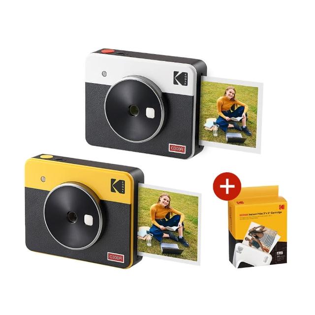 【Kodak 柯達】Mini Shot 3 Retro方形拍立得相機C300R口袋相印機+相片紙30張(東城代理商公司貨)