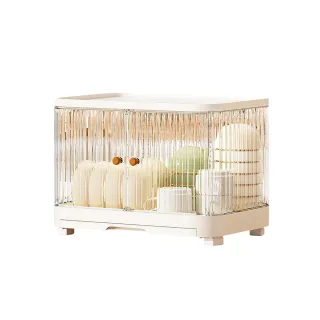 【Yeya也雅】流光輕奢風雙開門單層碗盤瀝水收納箱(碗盤收納櫃/瀝水架/瀝水櫃)