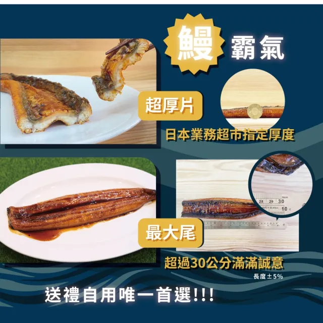 【蘇班長安心石斑】外銷日本頂級蒲燒鰻魚300g±5%/片 3片/組 含魚頭(不必飛日本 在家也能享用頂級鰻魚飯)