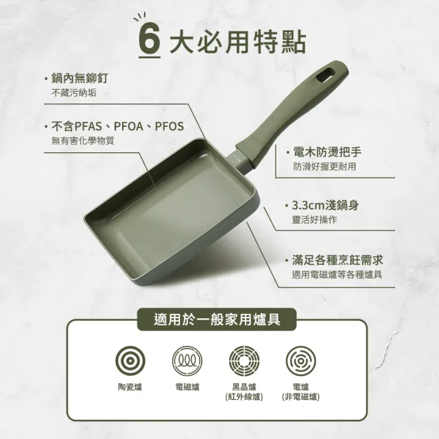 【mo select】享廚陶瓷不沾鍋-18cm玉子燒鍋(鍋子/適用IH爐/非鐵氟龍不沾塗層)