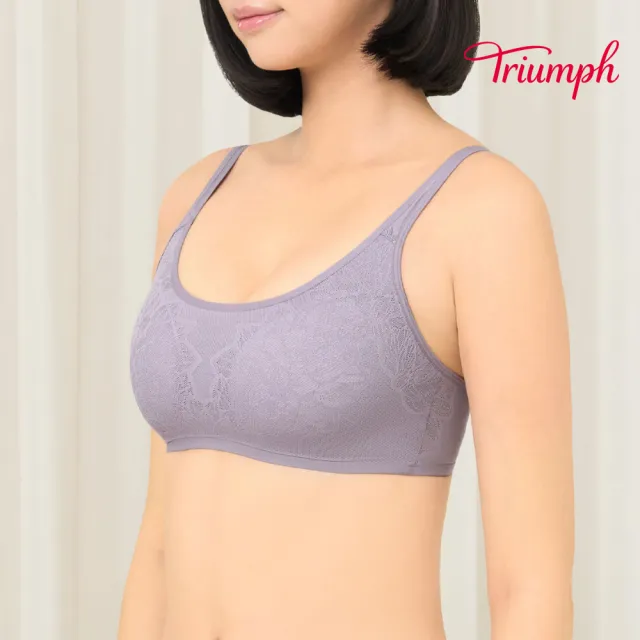 【Triumph 黛安芬】4D彈力系列 圓領蕾絲無鋼圈內衣(夜影灰)