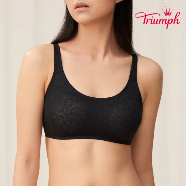 【Triumph 黛安芬】4D彈力系列 圓領蕾絲無鋼圈內衣(時尚黑)