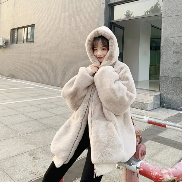 【AS 梨卡】女裝 外套 大衣 厚外套 毛毛外套 皮草外套 連帽外套 保暖 BR10599(外套)