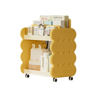 【Yeya也雅】乳酪夾心童趣風兒童繪本玩具分類收納櫃-附輪+1高+2低隔板-DIY(兒童書架/書籍收納架/收納書架)