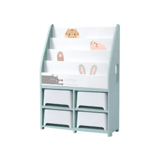 【Yeya也雅】萌想樂園兒童玩具繪本分類收納櫃-4小格+4儲物凳-DIY-多色可選(兒童收納櫃/兒童書架/兒童書櫃)